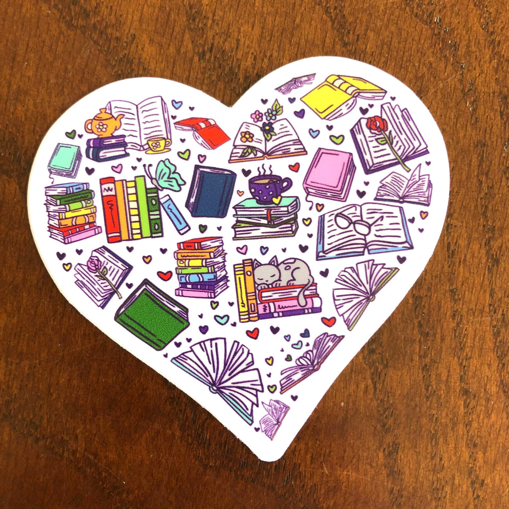 Heart Book Lover Vinyl Sticker