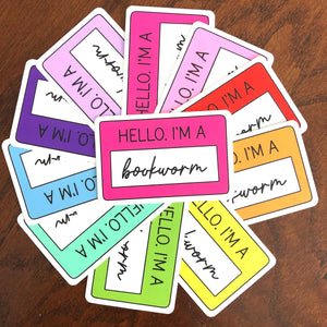 Hello I'm a Bookworm Vinyl Sticker