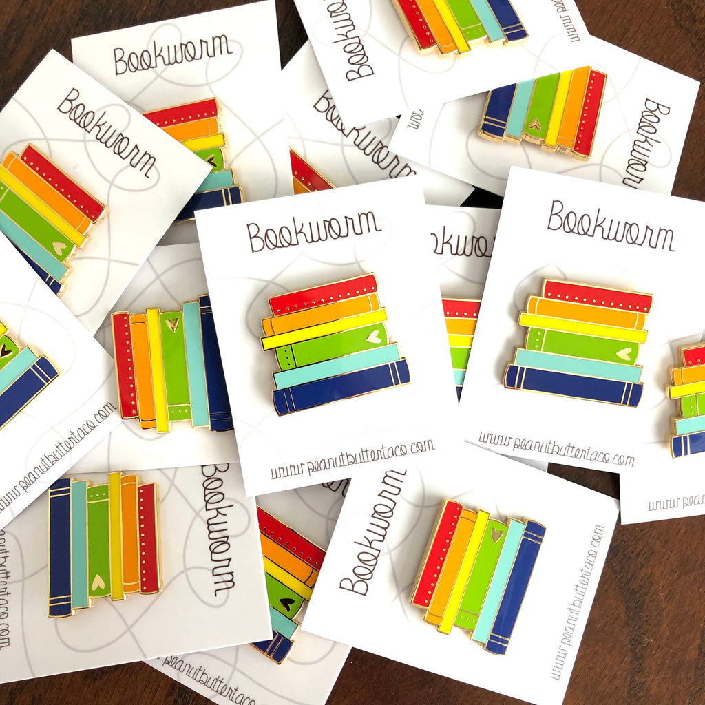 Rainbow Book Stack Enamel Pin