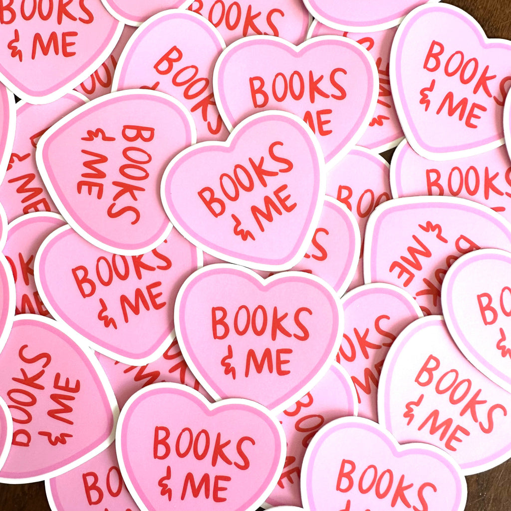 Books & Me Conversation Heart Vinyl Sticker